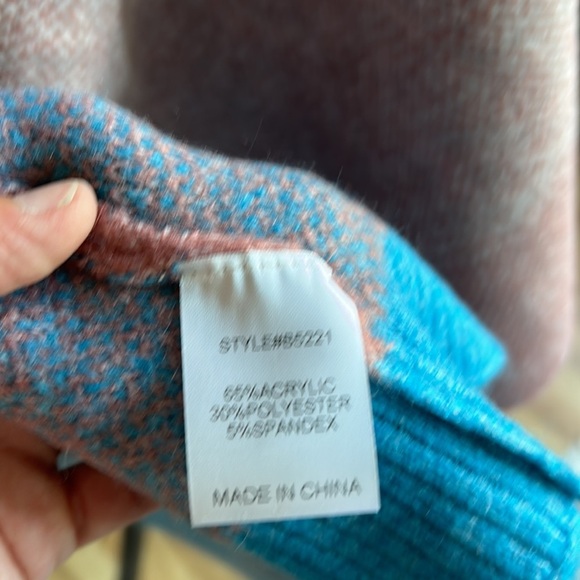 Jodifl geometric pattern gray mauve turquoise open front shawl poncho shrug - Picture 12 of 15